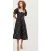 Women's Matilda Dress, Black Ikat Floral Taffeta - Dresses - 5