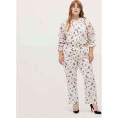 u**様 house on the hill Pajamas 80 Flower Women's Going Out Pajama Set, Ivory Ikat Floral Crushed