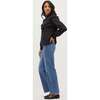 Women's Amira Top, Black Linear Clip Dot - Blouses - 5