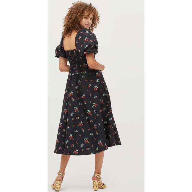Women's Matilda Dress, Black Ikat Floral Taffeta - Dresses - 6