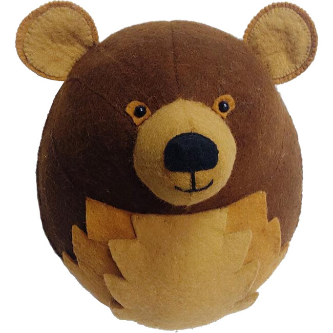 Original Large Grizzly Bear Felt Wall Decoration, Brown