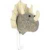 Neutral Triceratops Head Coat Hook, Grey And Cream - Animal Heads - 1 - thumbnail