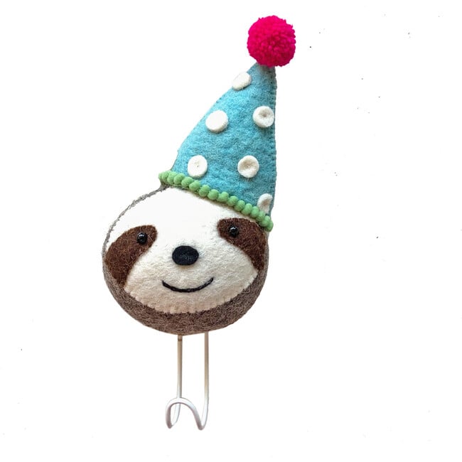 Party Animal Sloth Head Coat Hook, Grey And Multicolors - Animal Heads - 2