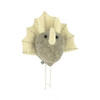 Neutral Triceratops Head Coat Hook, Grey And Cream - Animal Heads - 2