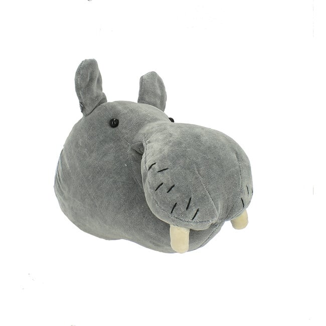 Mini Velvet Hippo Head Wall Decoration, Grey - Animal Heads - 2