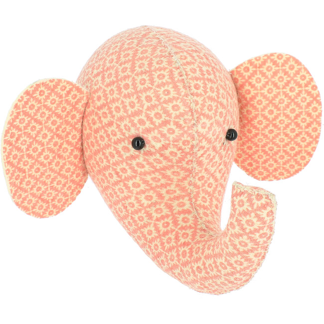 Mini Print Elephant Head Felt Wall Decoration, Pink