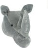 Medium Velvet Rhino Head Wall Decoration, Grey - Animal Heads - 1 - thumbnail