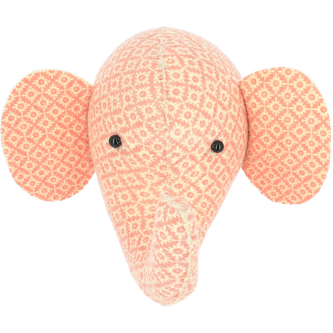 Mini Print Elephant Head Felt Wall Decoration, Pink - Animal Heads - 2