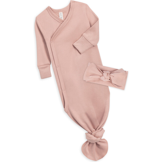 Organic Indy Gown + Bow Wrap, Blush