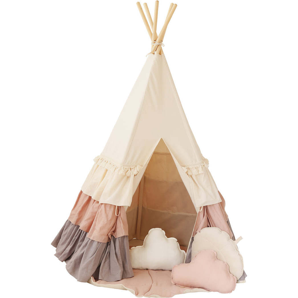 Play Tent With Frills And Mat Set, Powder Frills - Play Tents - 1