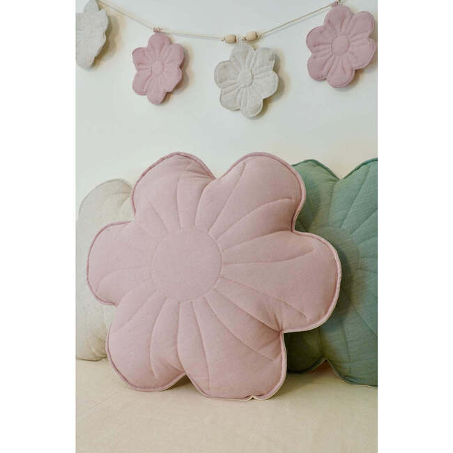 Linen Flower Pillow, Powder Rose - Decorative Pillows - 2