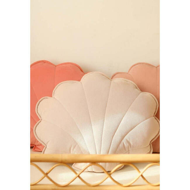 Large Velvet Shell Pillow, Powder Pink - Decorative Pillows - 3