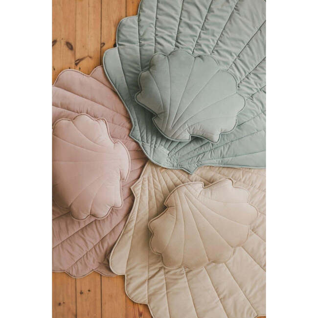 Large Velvet Shell Pillow, Powder Mint - Decorative Pillows - 4