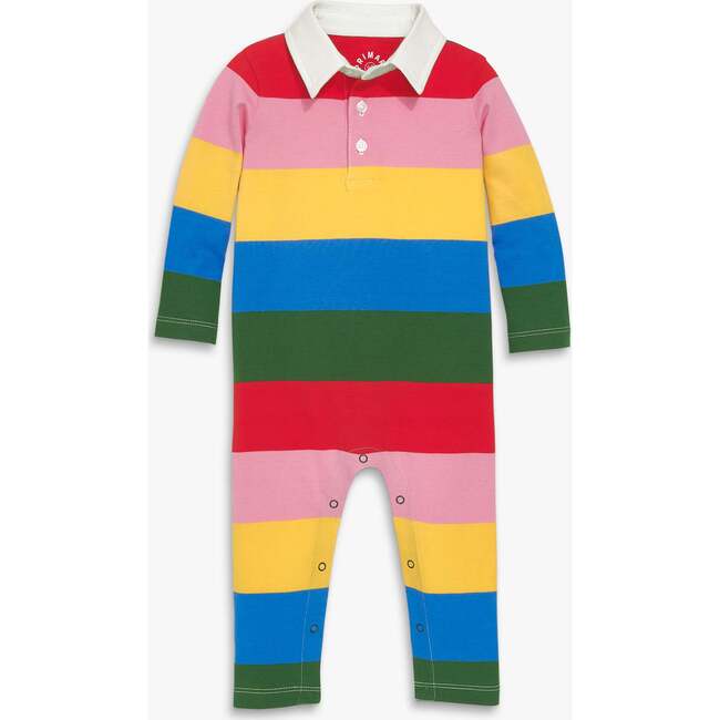 Baby Rugby Romper In Rainbow, Rainbow Stripe