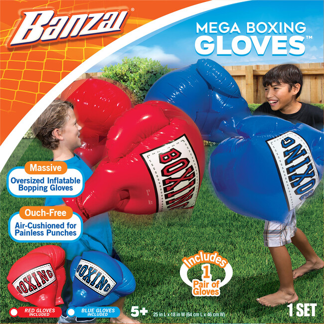 Banzai Kids Inflatable Mega Boxing Gloves - (1) Pair, Colors Vary (Red/Blue)