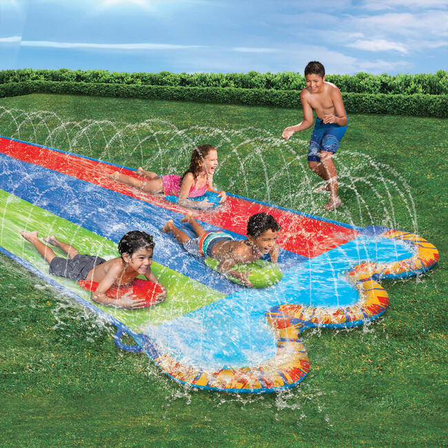 Banzai Triple Racer Water Slide with 3 Body Boards, 16 ft x 82 in - Water Toys - 3