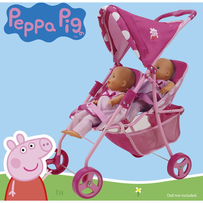 Peppa Pig Doll Twin Stroller - Pink & White Dots - Doll Accessories - 5