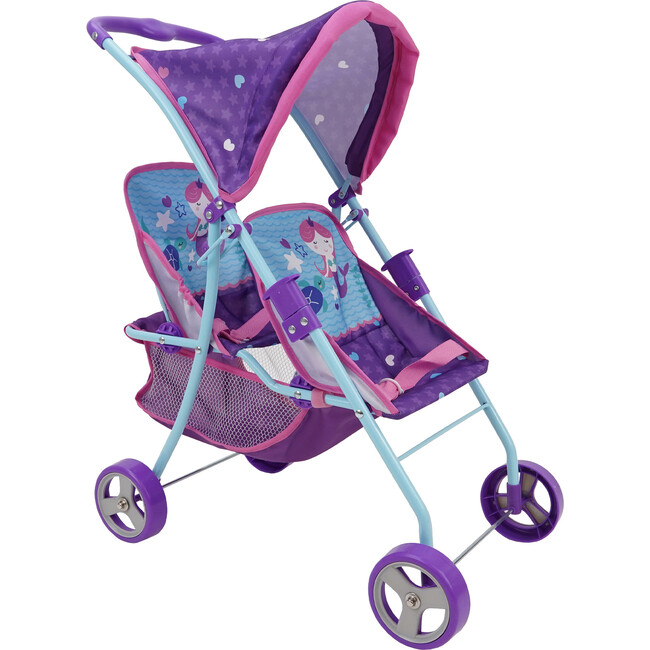 509 Mermaid Twin Doll Stroller - Purple & Teal