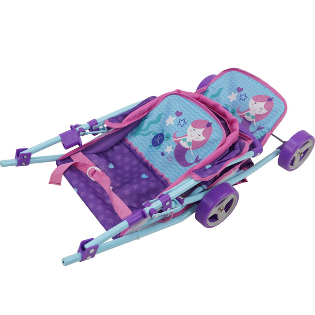 509 Mermaid Twin Doll Stroller - Purple & Teal - Doll Accessories - 3