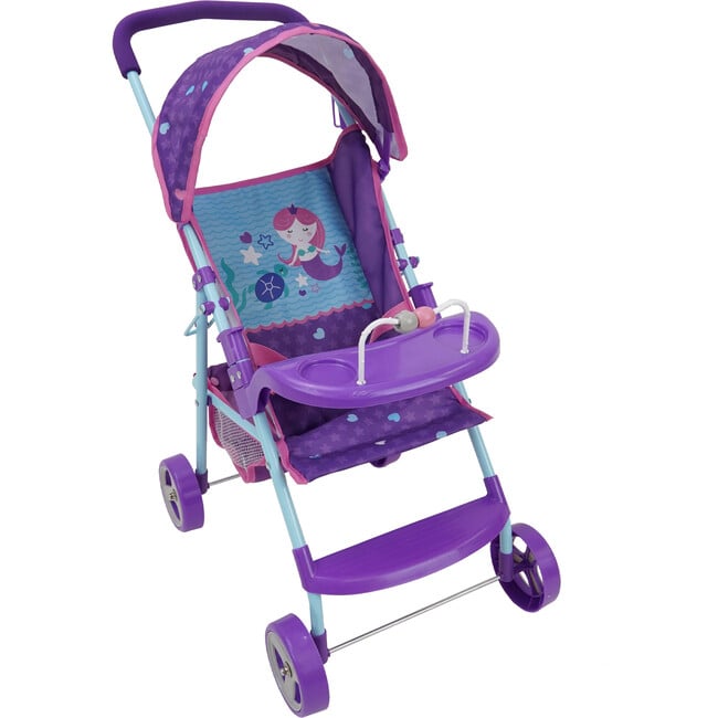 509 Mermaid Baby Doll Stroller - Purple & Teal - Doll Accessories - 3