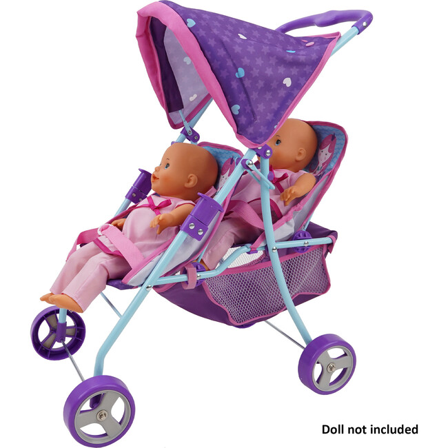 509 Mermaid Twin Doll Stroller - Purple & Teal - Doll Accessories - 5