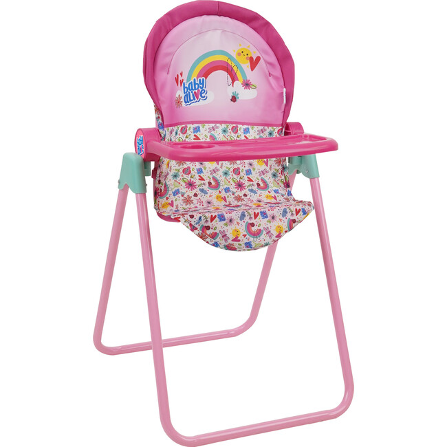 Baby Alive 6 Piece Doll Highchair Set - Pink & Rainbow - Doll Accessories - 5