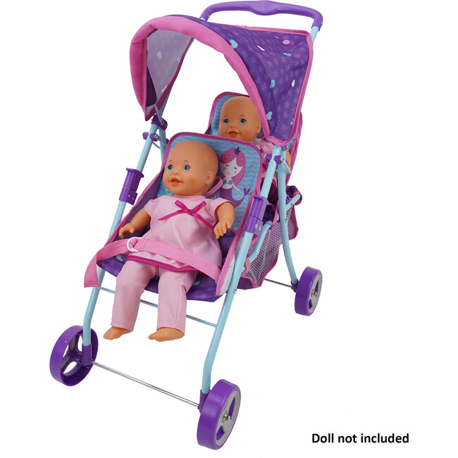 509 Mermaid Twin Doll Stroller - Purple & Teal - Doll Accessories - 6