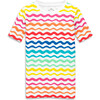 Kids Organic Short Sleeve Pj Top In Rainbow Watercolor Waves, Rainbow Watercolor Wave - Pajamas - 1 - thumbnail