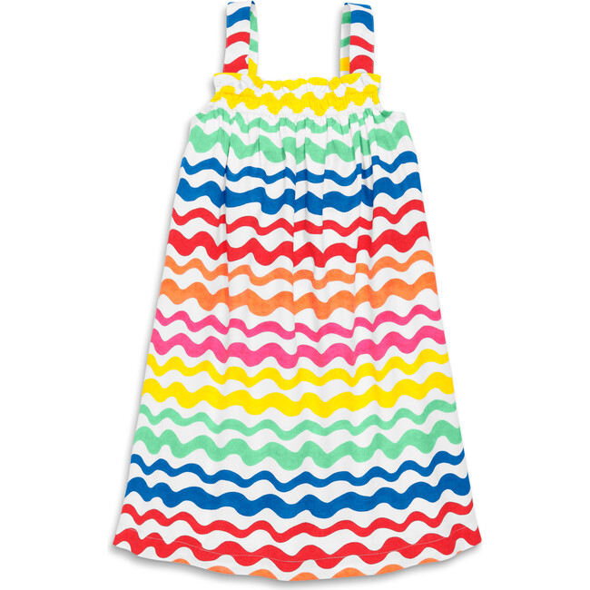 Sundress In Rainbow Watercolor Waves, Rainbow Watercolor Wave - Dresses - 1