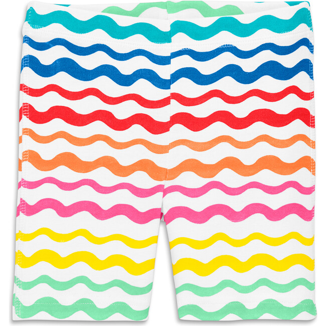 Kids Organic Pj Short In Rainbow Watercolor Waves, Rainbow Watercolor Wave - Pajamas - 1