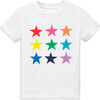 Rainbow Star Tee, White Multi Star - T-Shirts - 1 - thumbnail