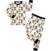 Spooky Cute Halloween Bamboo Long Sleeve Kids Pajama Pants Set, Beige - Pajamas - 1 - thumbnail