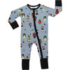 Monster Party Halloween Bamboo Convertible Baby Pajama, Grey - Pajamas - 1 - thumbnail