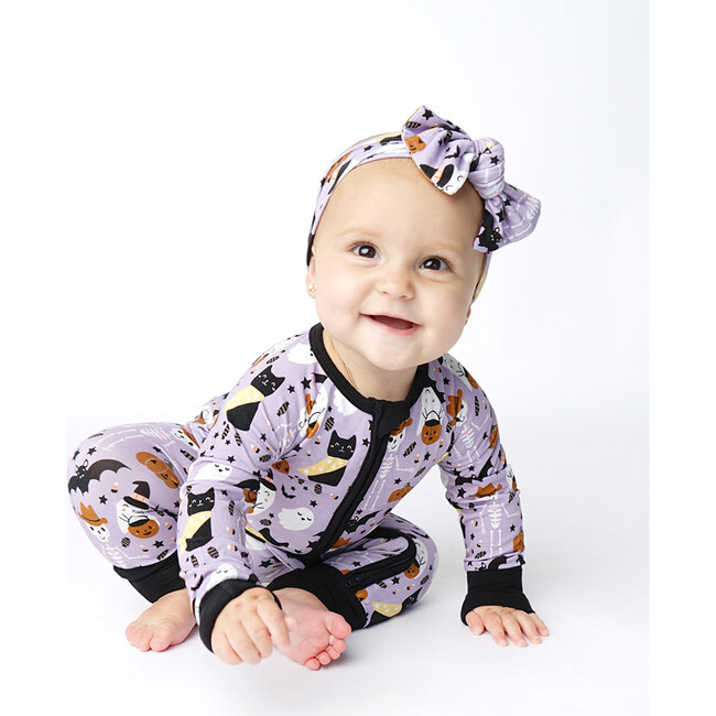Spooky Cute Halloween Bamboo Convertible Baby Pajama, Purple - Pajamas - 3