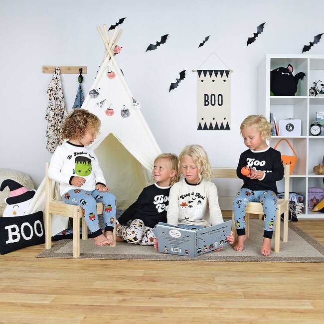 So Frankin' Cute Halloween Long Sleeve Bamboo Terry Ringer Kids T-Shirt, White - T-Shirts - 3