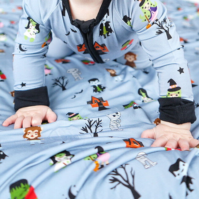 Monster Party Halloween Bamboo Convertible Baby Pajama, Grey - Pajamas - 3
