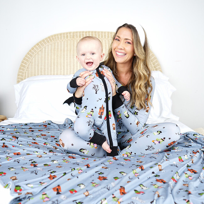 Monster Party Halloween Bamboo Convertible Baby Pajama, Grey - Pajamas - 4