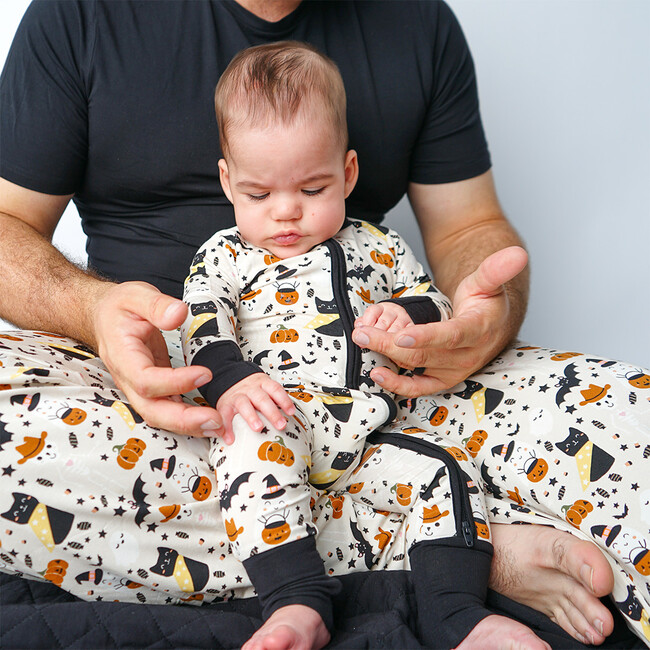 Spooky Cute Halloween Bamboo Convertible Baby Pajama, Beige - Pajamas - 4