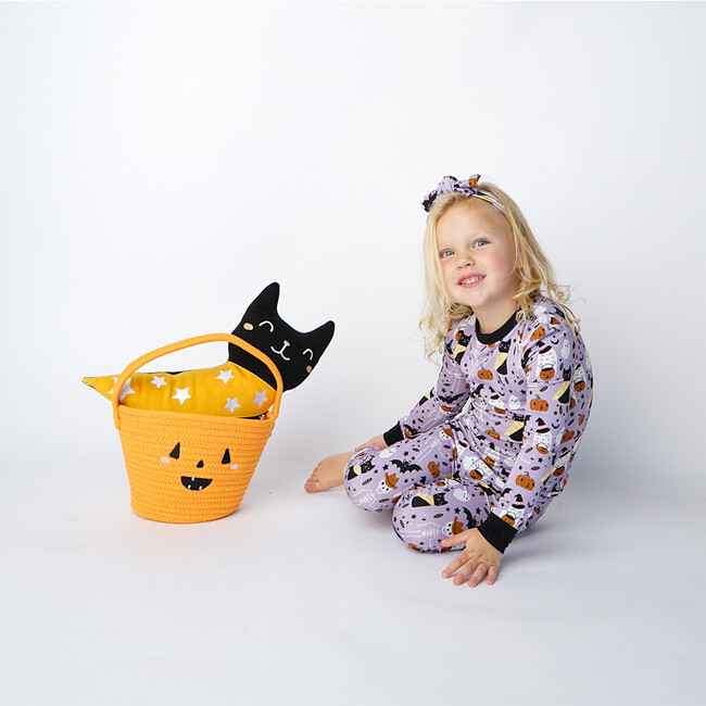 Spooky Cute Halloween Bamboo Long Sleeve Kids Pajama Pants Set, Purple - Pajamas - 6