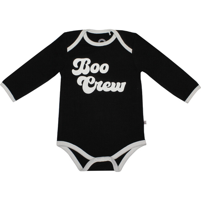 Boo Crew Halloween Long Sleeve Bamboo Terry Ringer Baby Onesie, Black