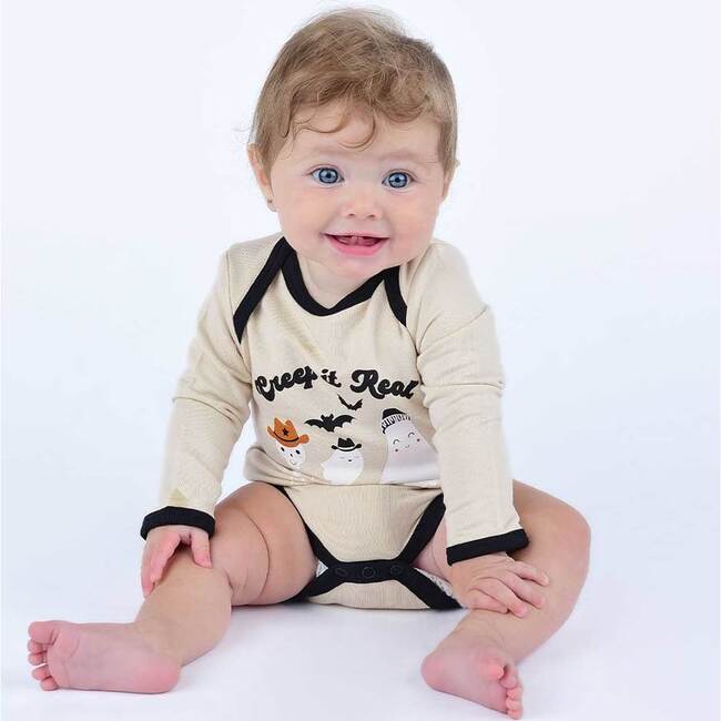 Creep It Real Halloween Long Sleeve Viscose Bamboo Terry Ringer Baby Onesie - Onesies - 2