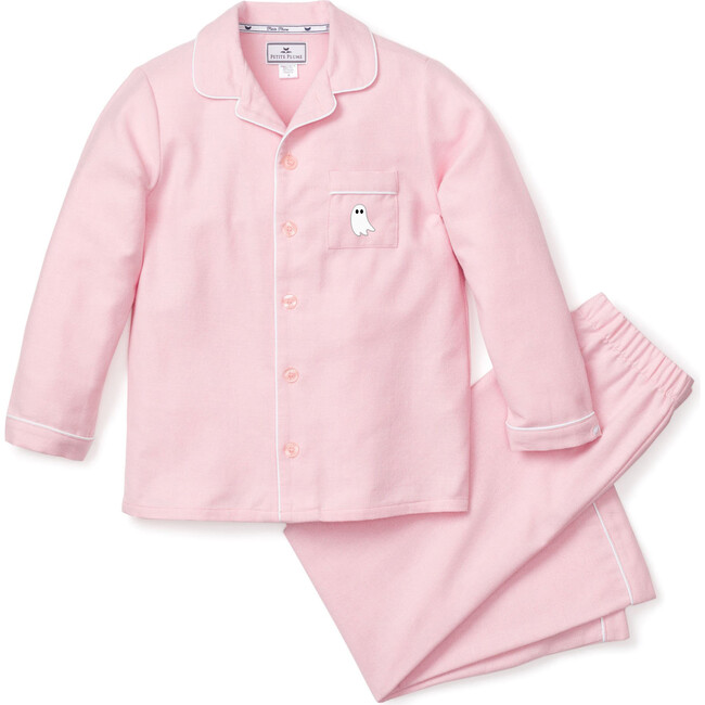 Children's Pajama Set, Pink with Ghost Embroidery