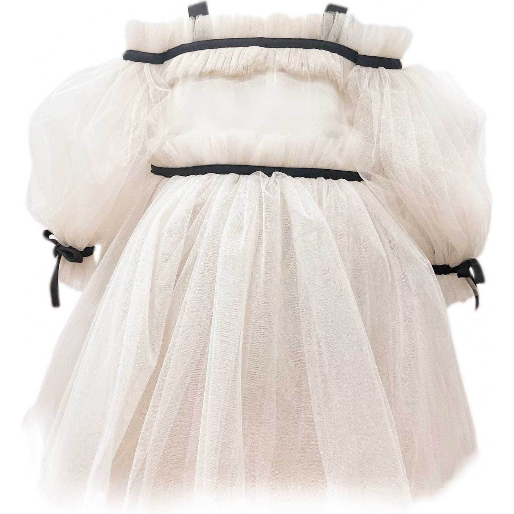 Coco-Caramel Tulle Dress, Beige - Dresses - 1