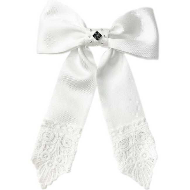 Audrey Lace Hair Bow, White