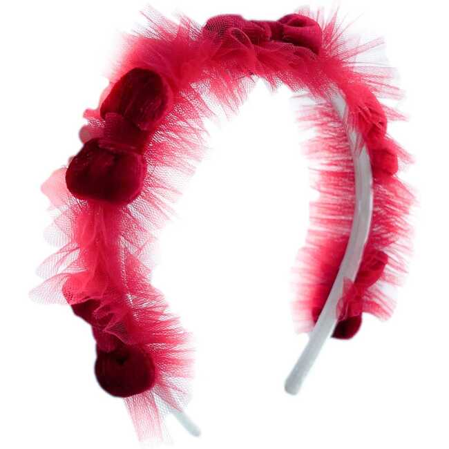 Holly Velvet Bow Headband, Red