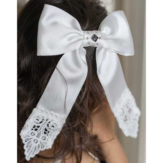 Audrey Lace Hair Bow, White - Hair Accessories - 2