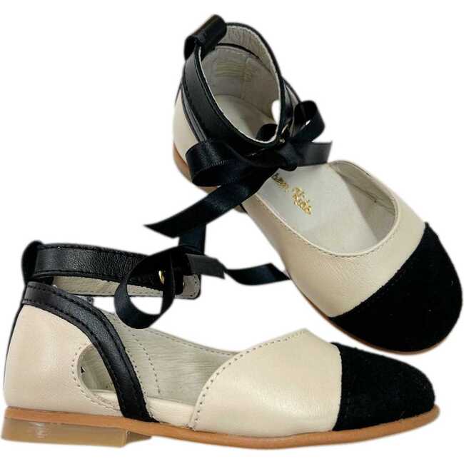 Coco Leather Sandals, Beige and Black - Sandals - 3