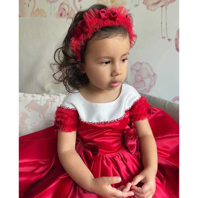 Holly Velvet Bow Headband, Red - Headbands - 2