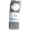 Grey Knee High Socks with Poms, White - Socks - 1 - thumbnail