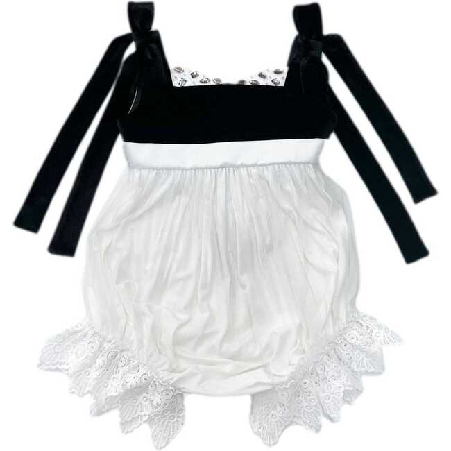 Audrey Black Velour Top and White Tulle Romper